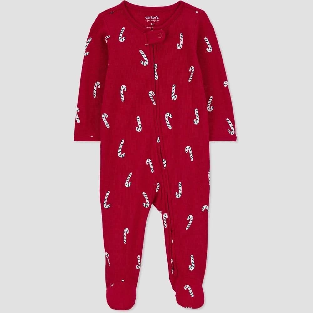 #1403 6M Carter's Baby Christmas Candy Cane Sleep N' Play - Red - Default