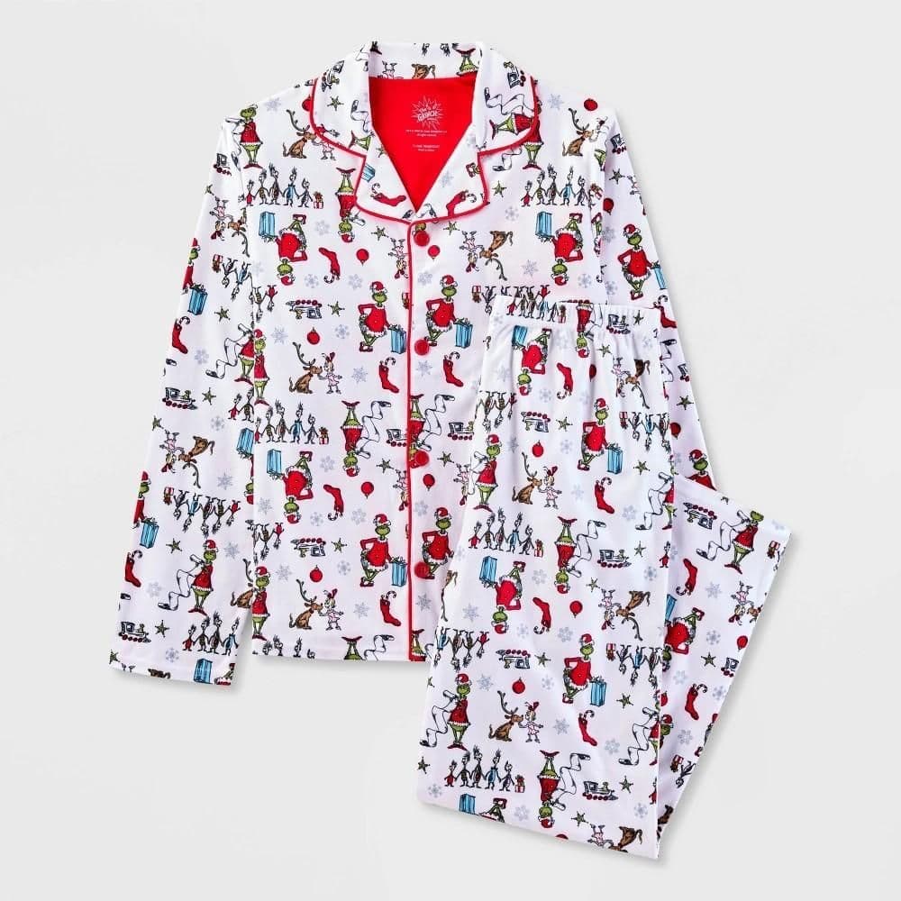 #5204 Small Kids' The Grinch Christmas 2pc Pajama Set - White - Default