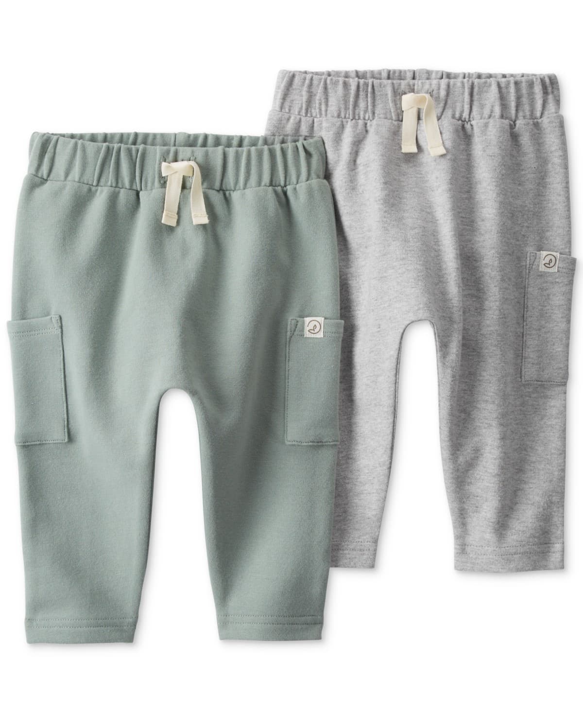 #8041 Newborn Little Planet by Carter's Organic Baby Boys' 2pk Jogger Pants - Gray/Green - Default