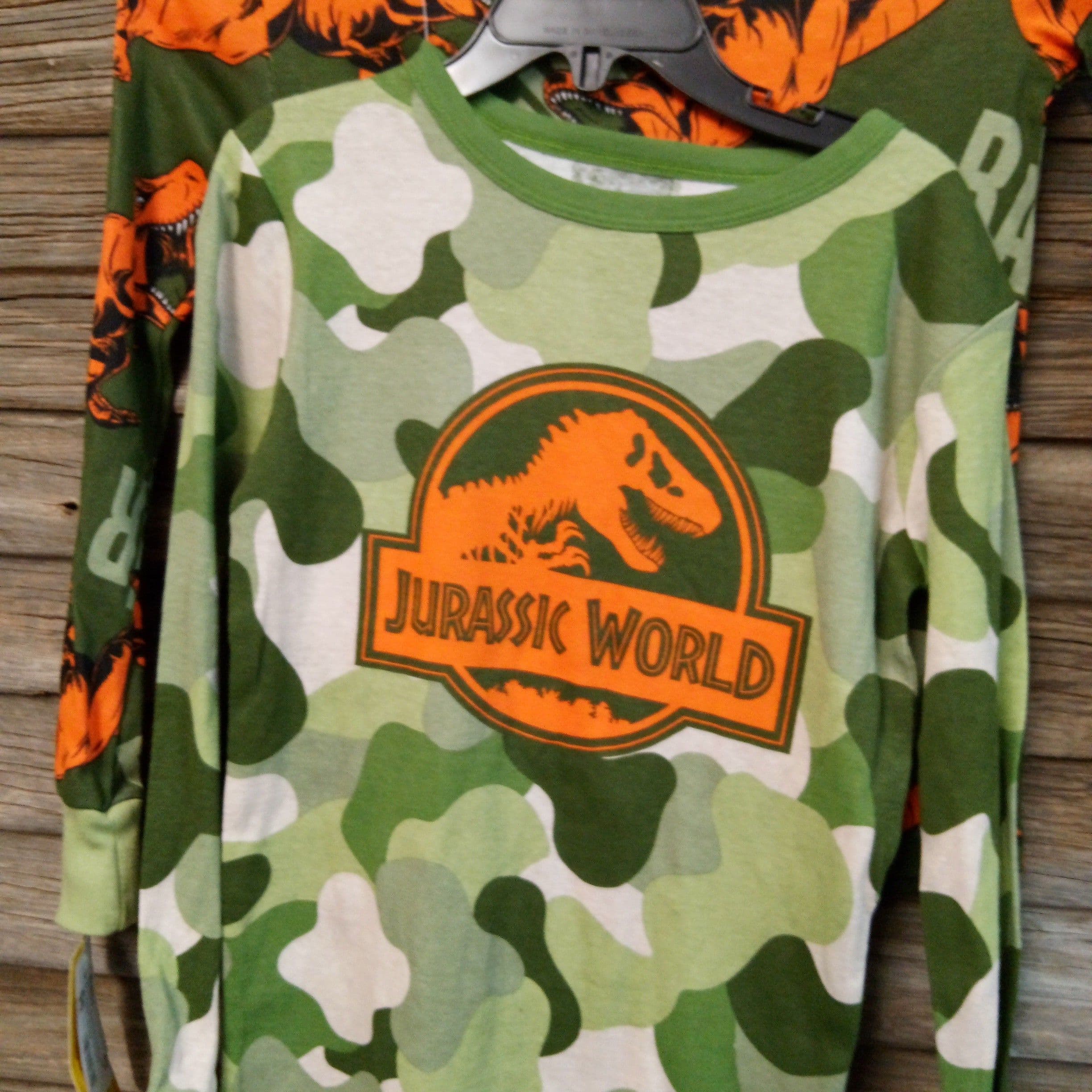 #4851 Size 8 Boys' Jurassic World Dinosaur 4pc Long Sleeve Cotton Snug Fit Pajama Set - Green - Default - Thumbnail 2