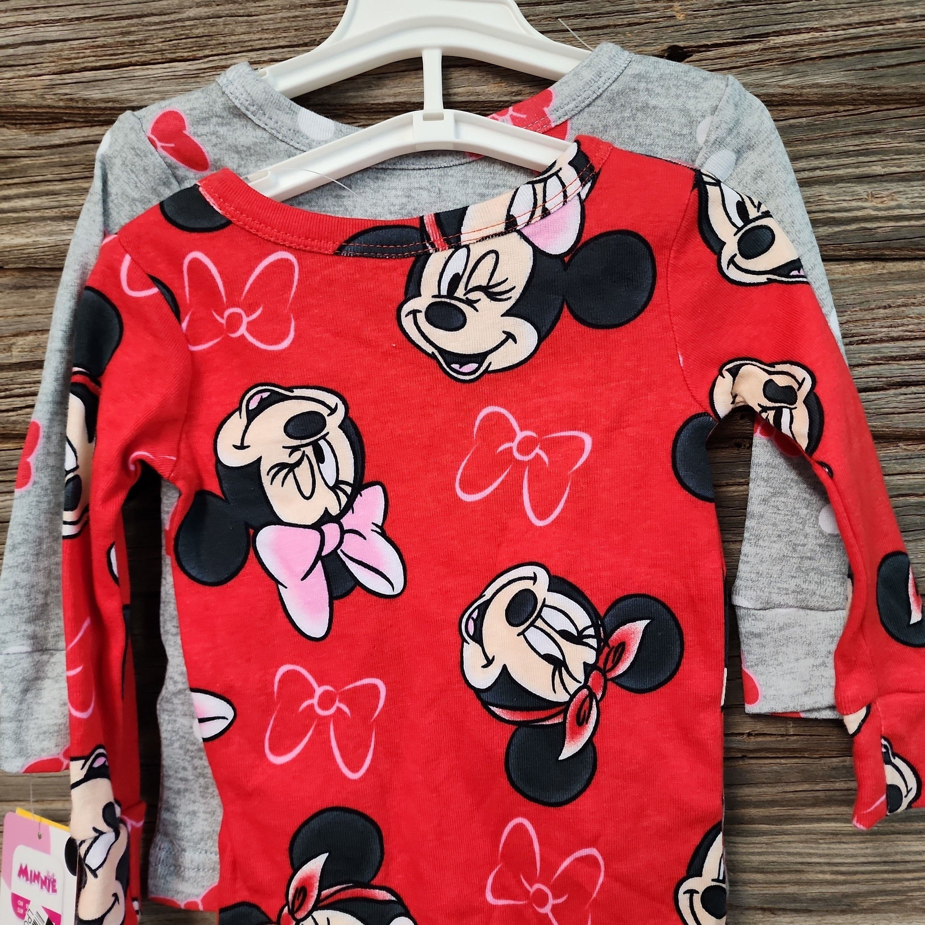 #3948 12M Toddler Girls' 4pc Snug Fit Minnie Mouse Cotton Pajama Set - Gray - Default - Thumbnail 3