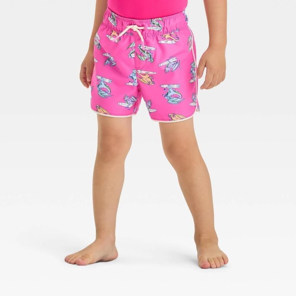#8988 4T Toddler Boys' Dragon Swim Shorts - Cat & Jack Pink - Default