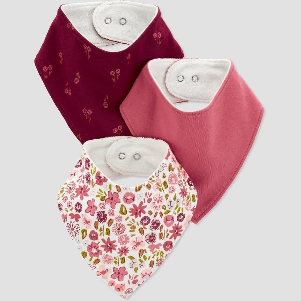 #9237 Carter's Just One You Baby Girls' 3pk Floral Bib - Pink - Default