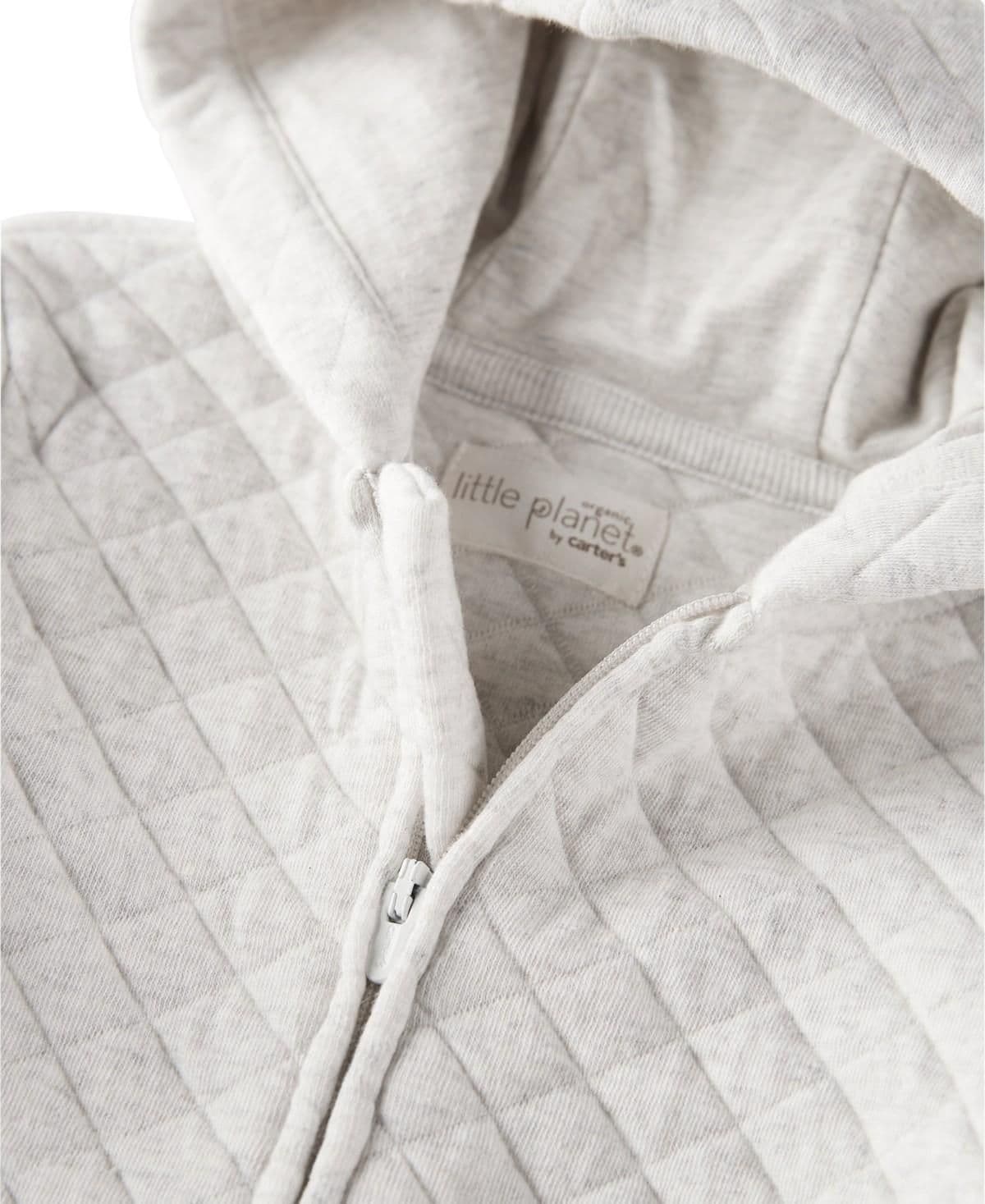 #8256 9M Little Planet by Carter's Organic Baby Quilted Zip Pram Coveralls - Gray - Default - Thumbnail 2