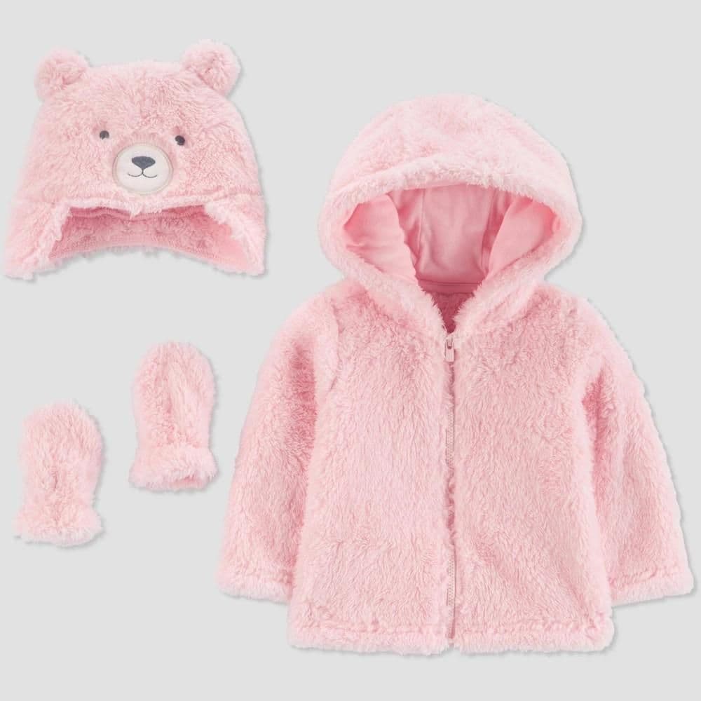 #3652 3-6M Carter's Just One You Baby Girls' Bear Jacket Set - Pink - Default