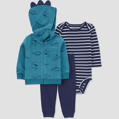 #2015 18M Carter's Baby Boys' Striped Dino Coordinate Set - Blue - Default