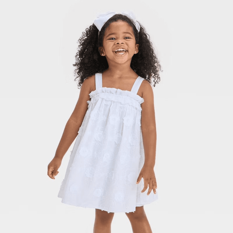 #4599 4T Toddler Girls' Floral Dress - Cat & Jack White - Default