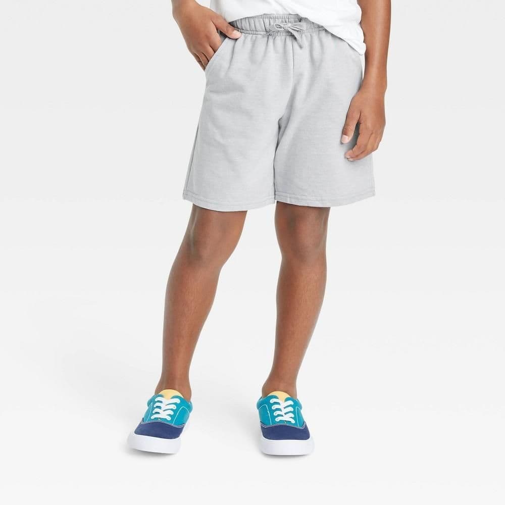 #5497 Large Boys' Pull-On 'At the Knee' Knit Shorts - Cat & Jack Light Gray - Default