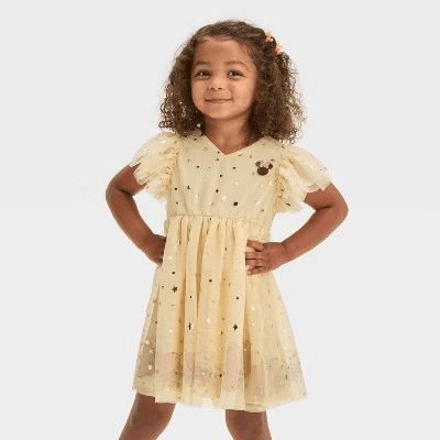 #1880 12M Toddler Girls' Disney Minnie Mouse Embroidered SoftTulle Dress - Cream - Default