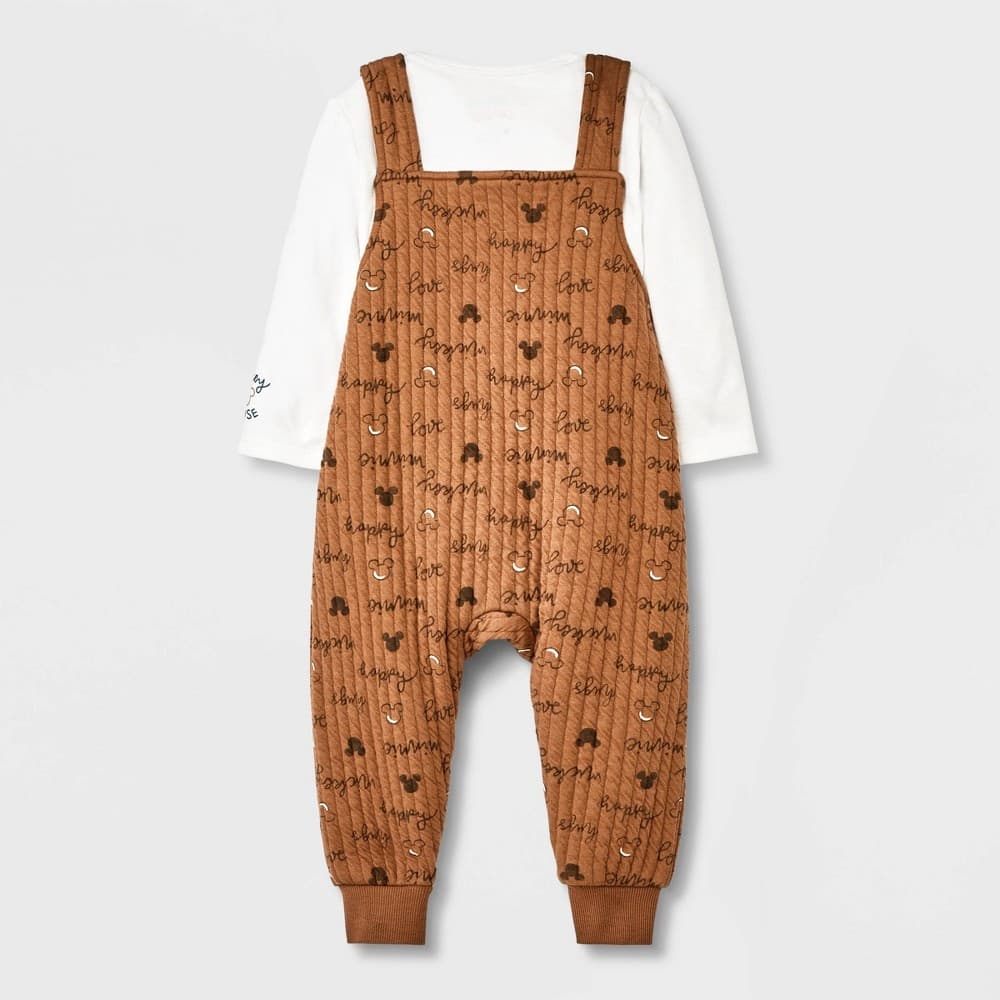 #0990 Newborn Baby Boys' Mickey Mouse & Friends SolidTop and Bottom Set - Light Brown - Default