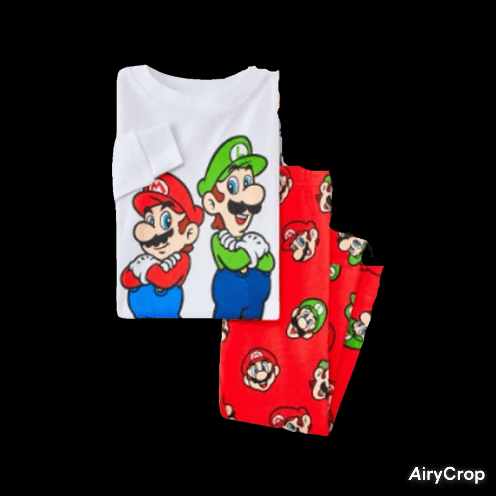 #2900 4T Toddler Boys' 2pc Snug Fit Super Mario Cotton Pajama Set - Red - Default