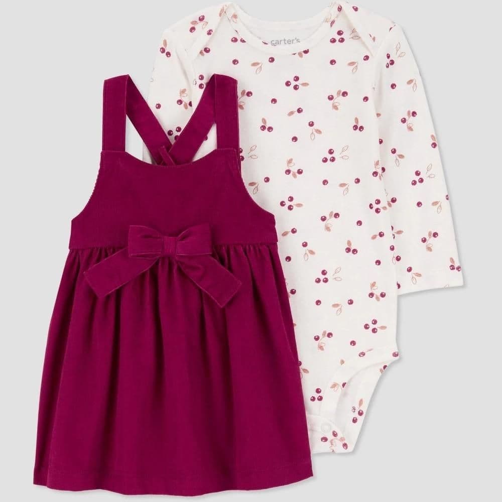 #8315 12M Carter's Just One You Baby Girls' Floral Bow Dress Set - Purple - Default