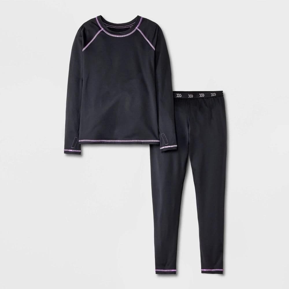 #5533 Large Girls' 2pk Thermal Set - All In Motion Black - Default