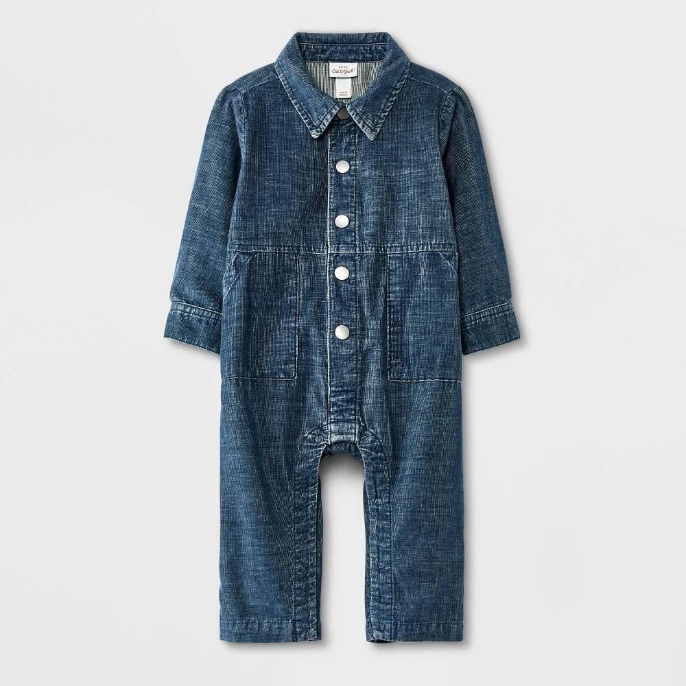 #0985 Newborn Baby Boys' Cord Solid Boilersuit - Cat & Jack Indigo - Default