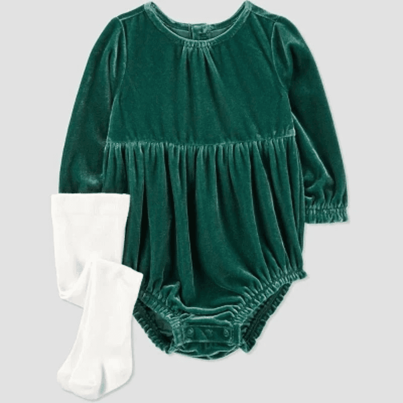 #8168 6M Carter's Just One You Baby Girls' Romper with Tights - Green - Default