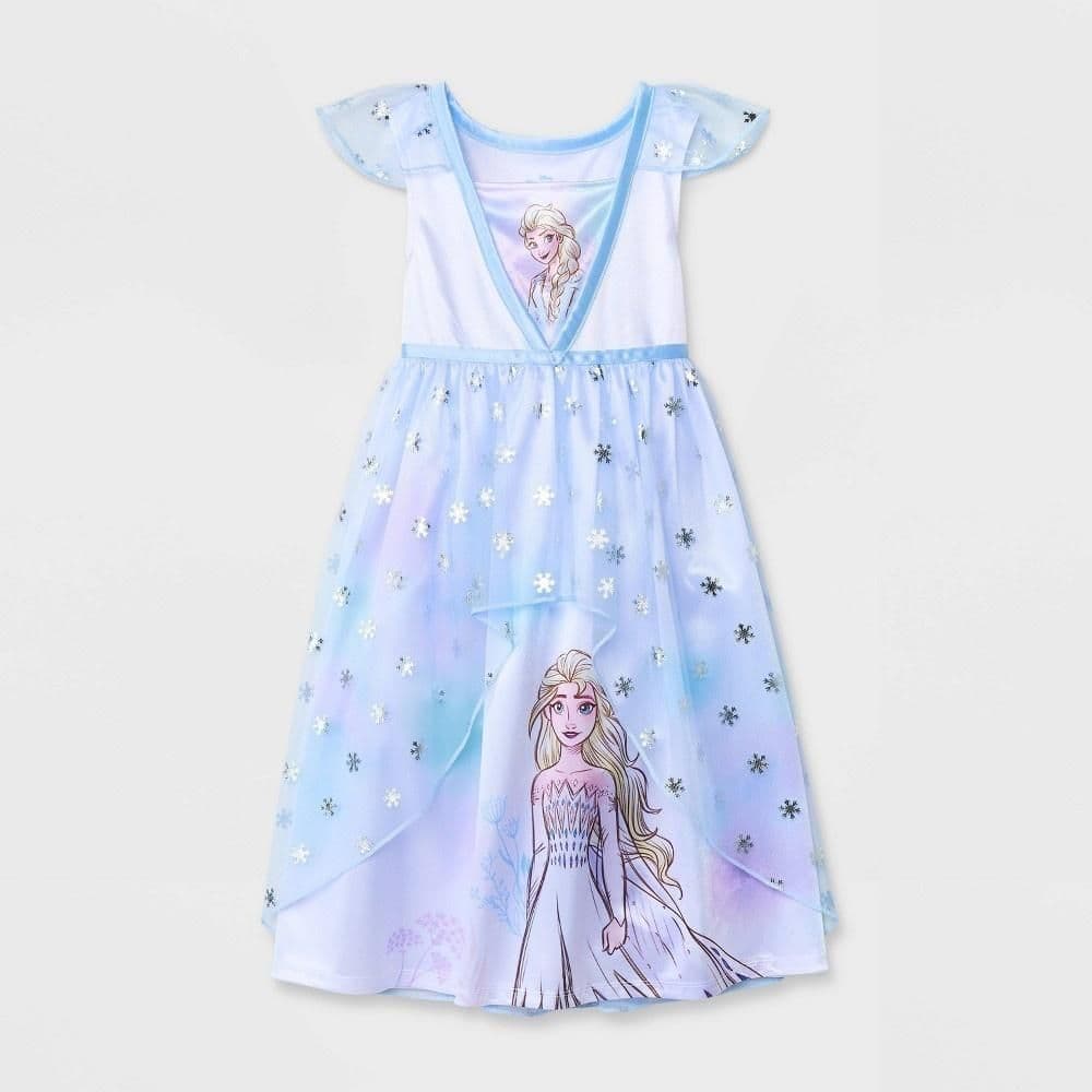 #2740 3T Toddler Girls' Frozen Elsa NightGown Pajama - Blue/White - Default