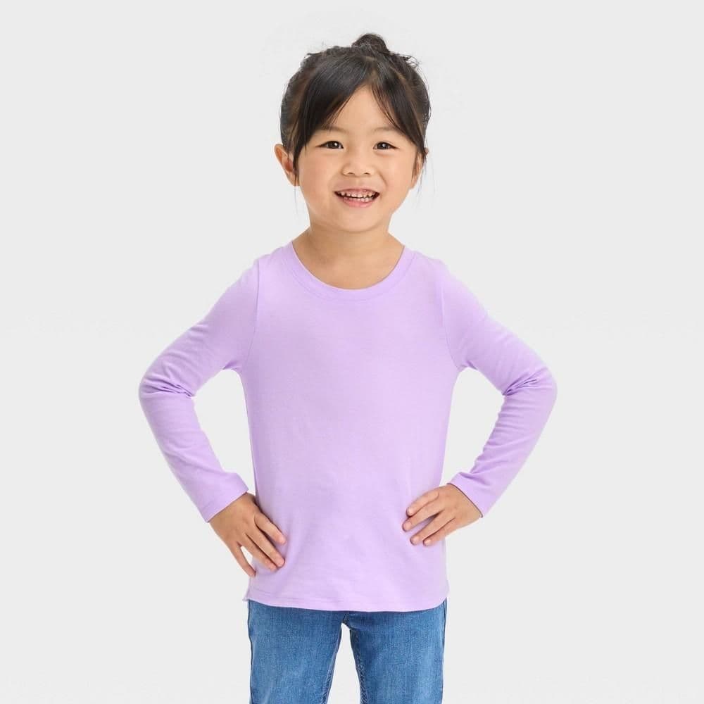 #9213 5T Toddler Girls' Solid Long Sleeve T-Shirt - Cat & Jack Lavender - Default