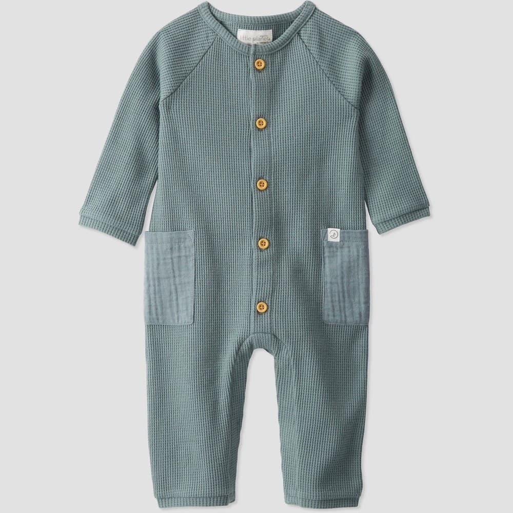 #3512 Newborn Little Planet by Carter's Organic Baby Waffle Romper - Gray - Default