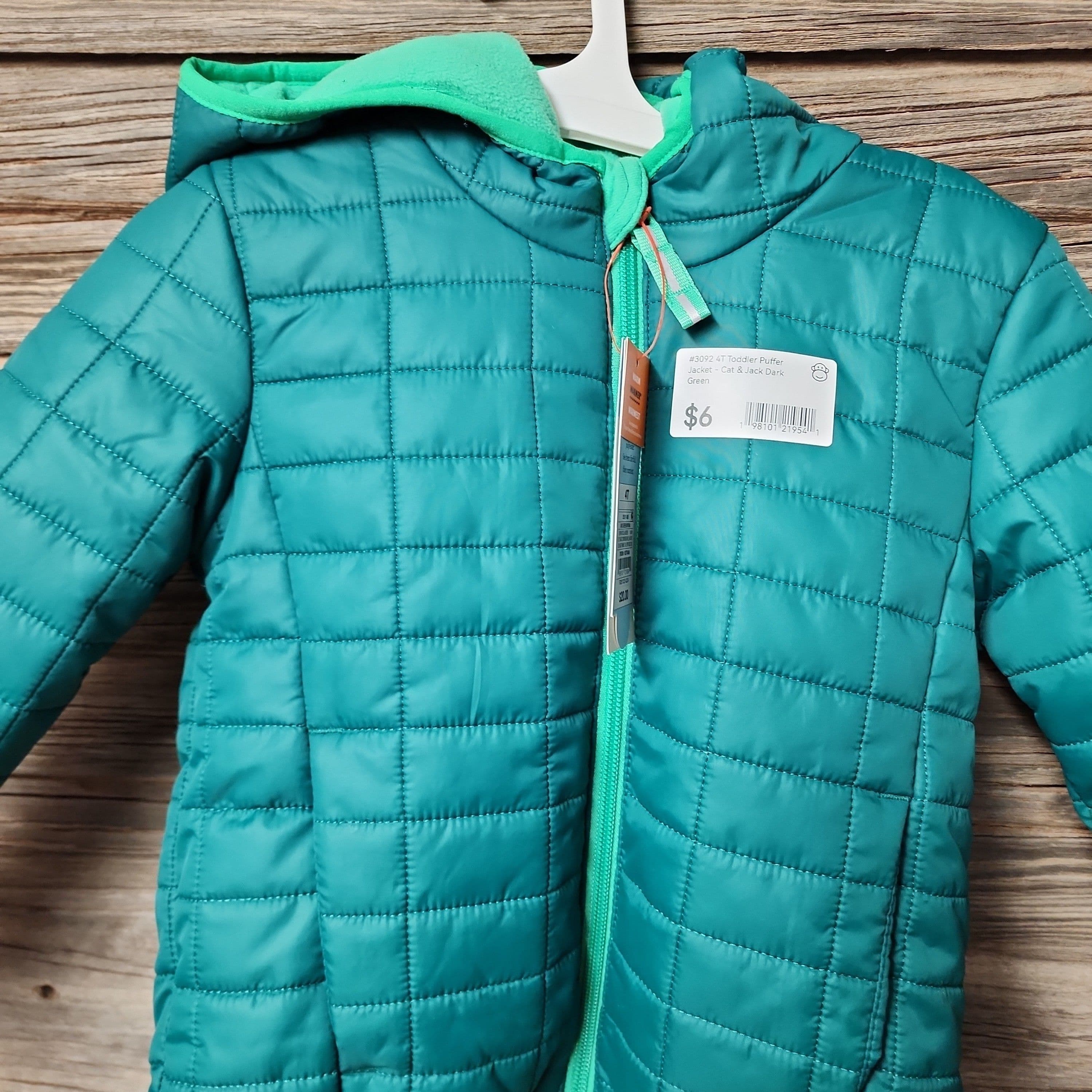 #3092 4T Toddler Puffer Jacket - Cat & Jack Dark Green - Default