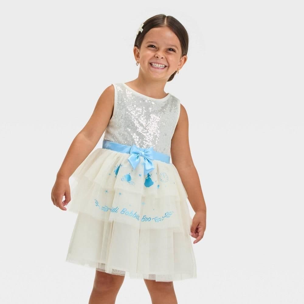 #8889 3T Toddler Girls' Disney Cinderella Sparkle Dress - Off-White - Default