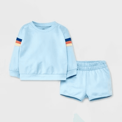 #1640 12M Baby Boys'Top & Bottom Set - Cat & Jack Light Blue - Default