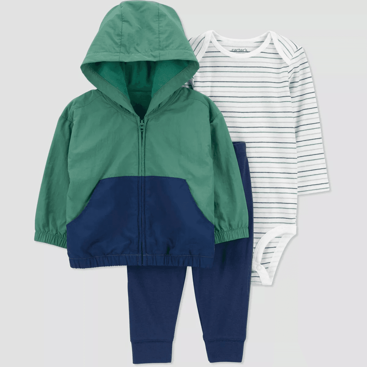 #3795 9M Carter's Just One You Baby Boys' Colorblock Hoodie - Green - Default