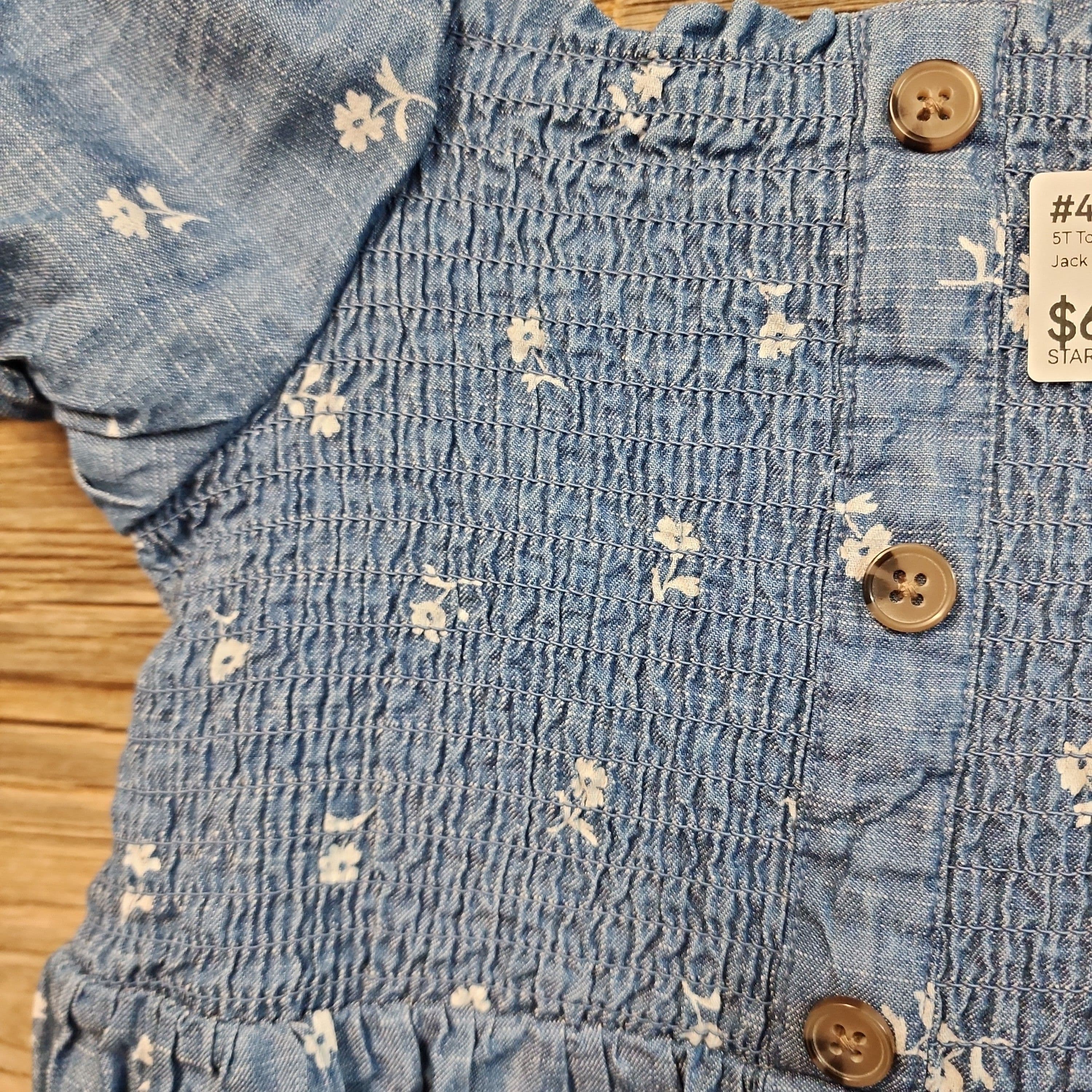 #4736 5T Toddler Girls' Floral Dress - Cat & Jack Blue - Default - Thumbnail 3