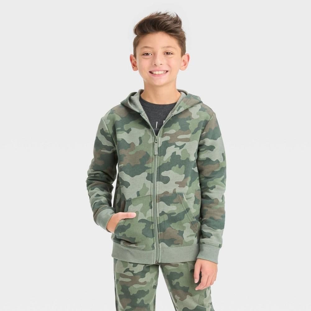 #5670 XL Boys' Fleece Zip-Up Sweatshirt - Cat & Jack Green - Default