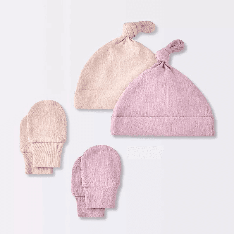 #3537 0-3M Baby Girls' Hat and Mitten Combo Bonnets - Cloud Island Pink - Default