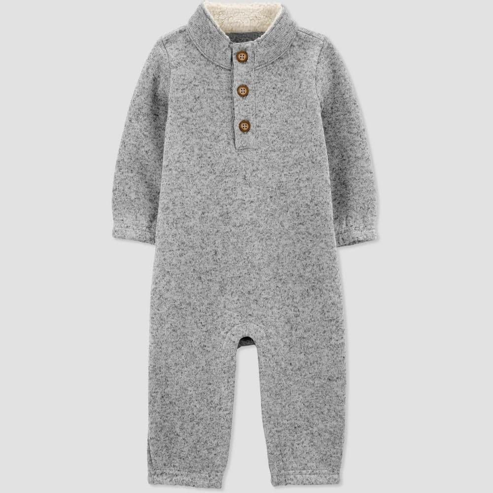 #3689 6M Carter's Just One You Baby Boys' Fleece Romper - Gray - Default