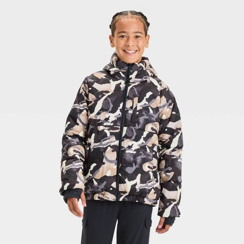 #5063 Small Boys' Camouflage Puffer Jacket - All In Motion Gray - Default