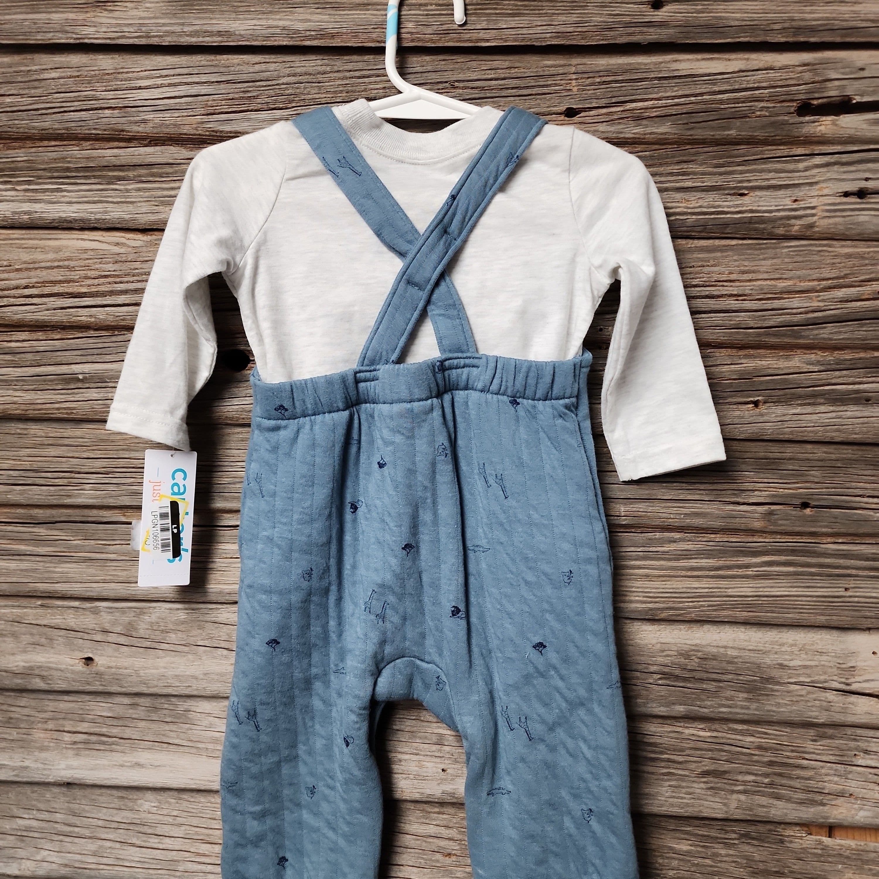 #1391 6M Carter's Baby Boys' Quilted Undershirt & Bottom Set - Blue/Gray - Default - Thumbnail 4