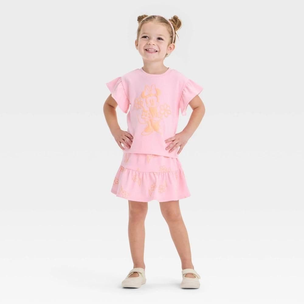 #9029 4T Toddler Girls' 2pc Disney Minnie Mouse Top & Skort Set - Pink - Default