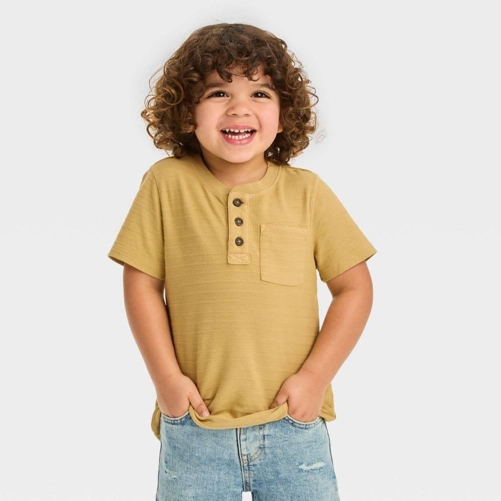 #2396 2T Toddler Boys' Short Sleeve HenleyT-Shirt - Cat & Jack Brown - Default