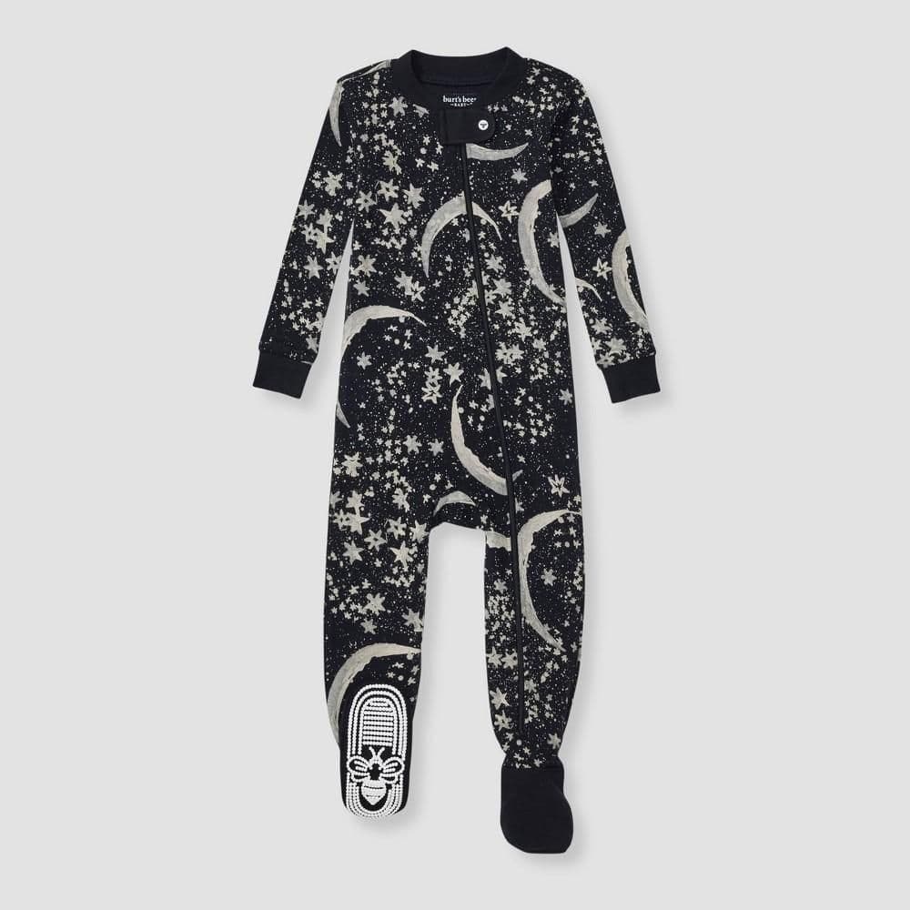 #4023 18M Burt's Bees Baby Baby Boys' Snug Fit Celestial Moon Footed Pajama - Black - Default