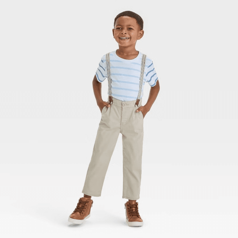 #4220 2T OshKosh B'gosh Toddler Boys' Suspender Pants - Khaki - Default