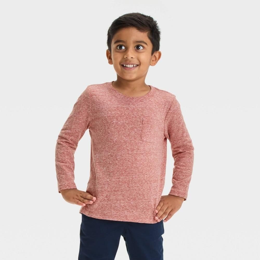 #8553 18M Toddler Boys' Long Sleeve Jersey Pocket T-Shirt - Cat & Jack Dark Orange - Default