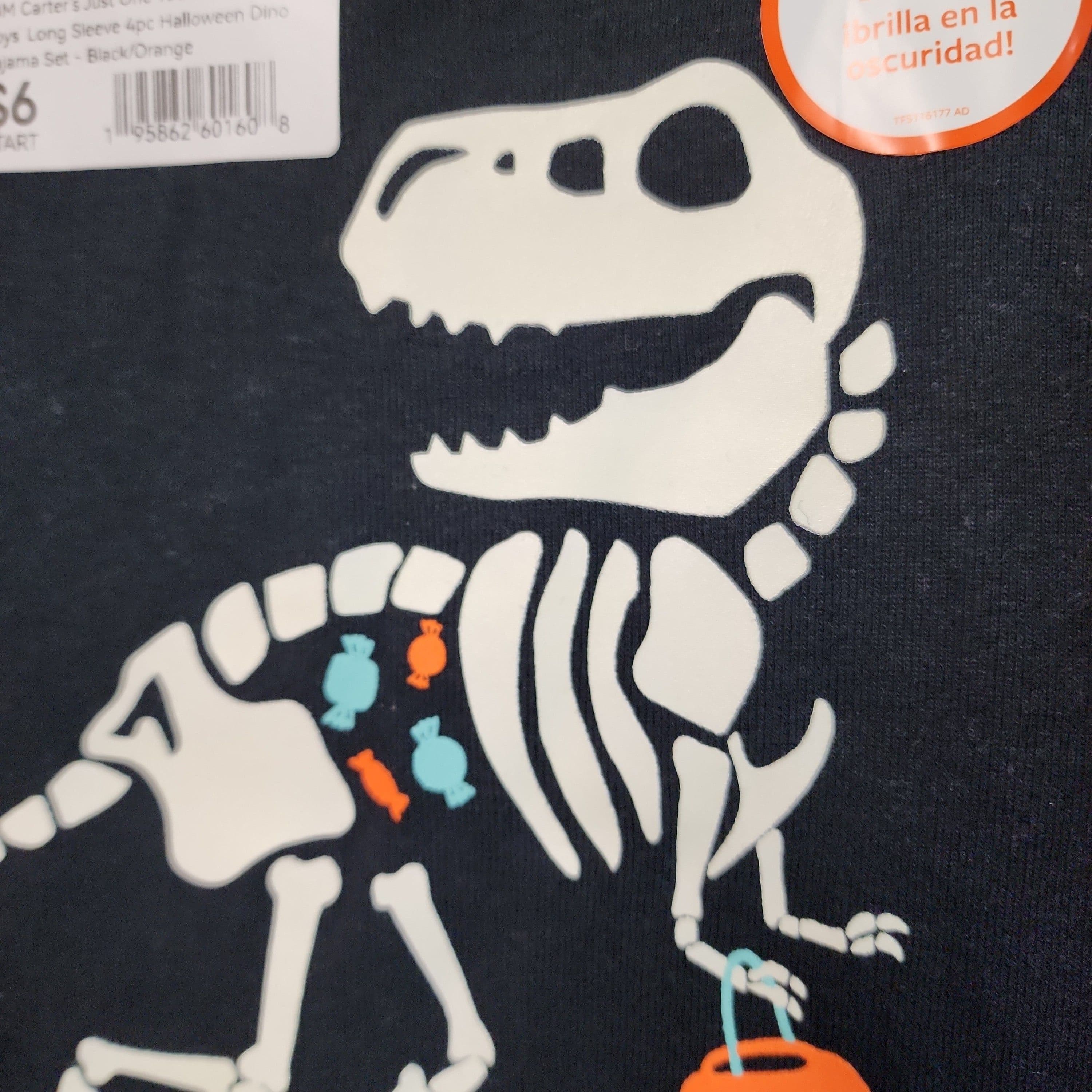 #4039 18M Carter's Just One You Toddler Boys' Long Sleeve 4pc Halloween Dino Pajama Set - Black/Orange - Default - Thumbnail 2