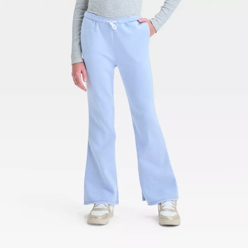 #5558 Large Girls' Fleece Flare Sweatpants - art class Blue - Default