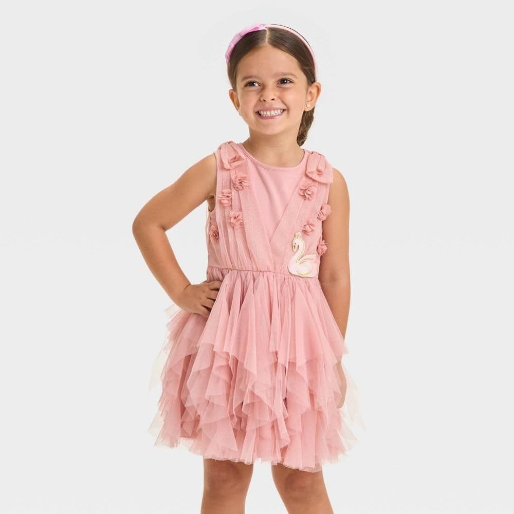 #2424 2T Toddler Girls' Audrey Camille SwanTulle Dress - Pink - Default
