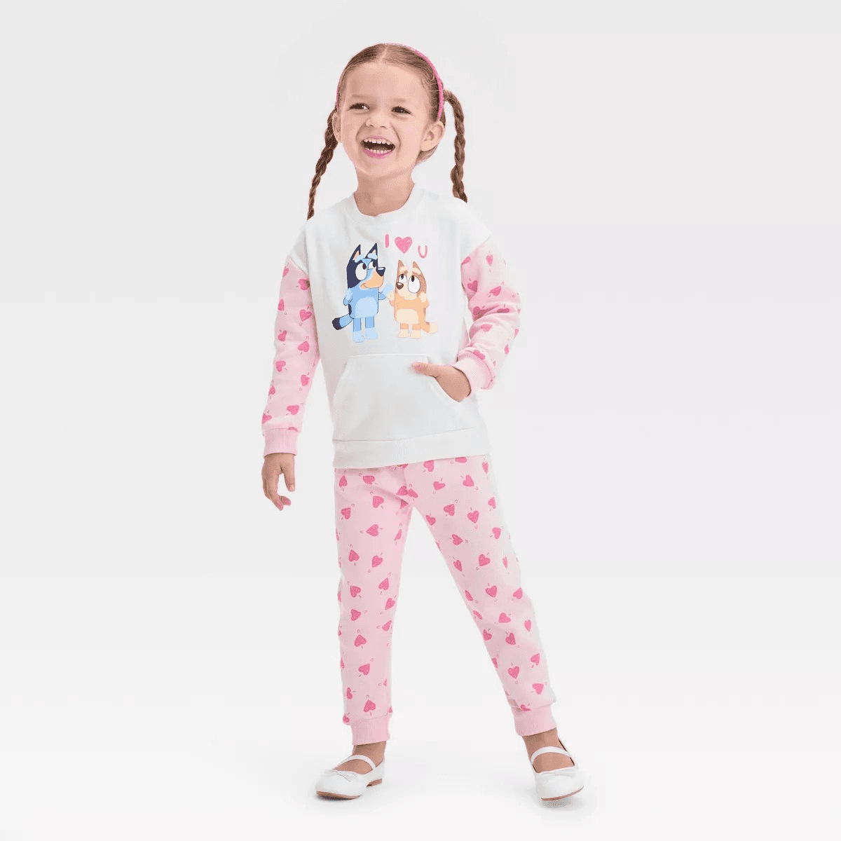 #2176 18M Toddler Girls' Bluey and Bingo Valentine's 2pcTop and Bottom Set - Pink - Default