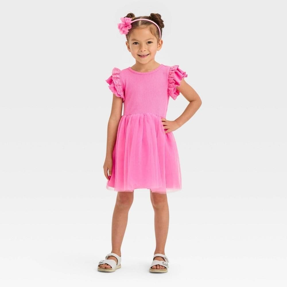 #2790 3T Toddler Girls'Tulle Dress - Cat & Jack Pink - Default