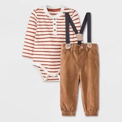 #3994 18M Baby Boys' Suspender Top & Bottom Set - Cat & Jack Cream - Default