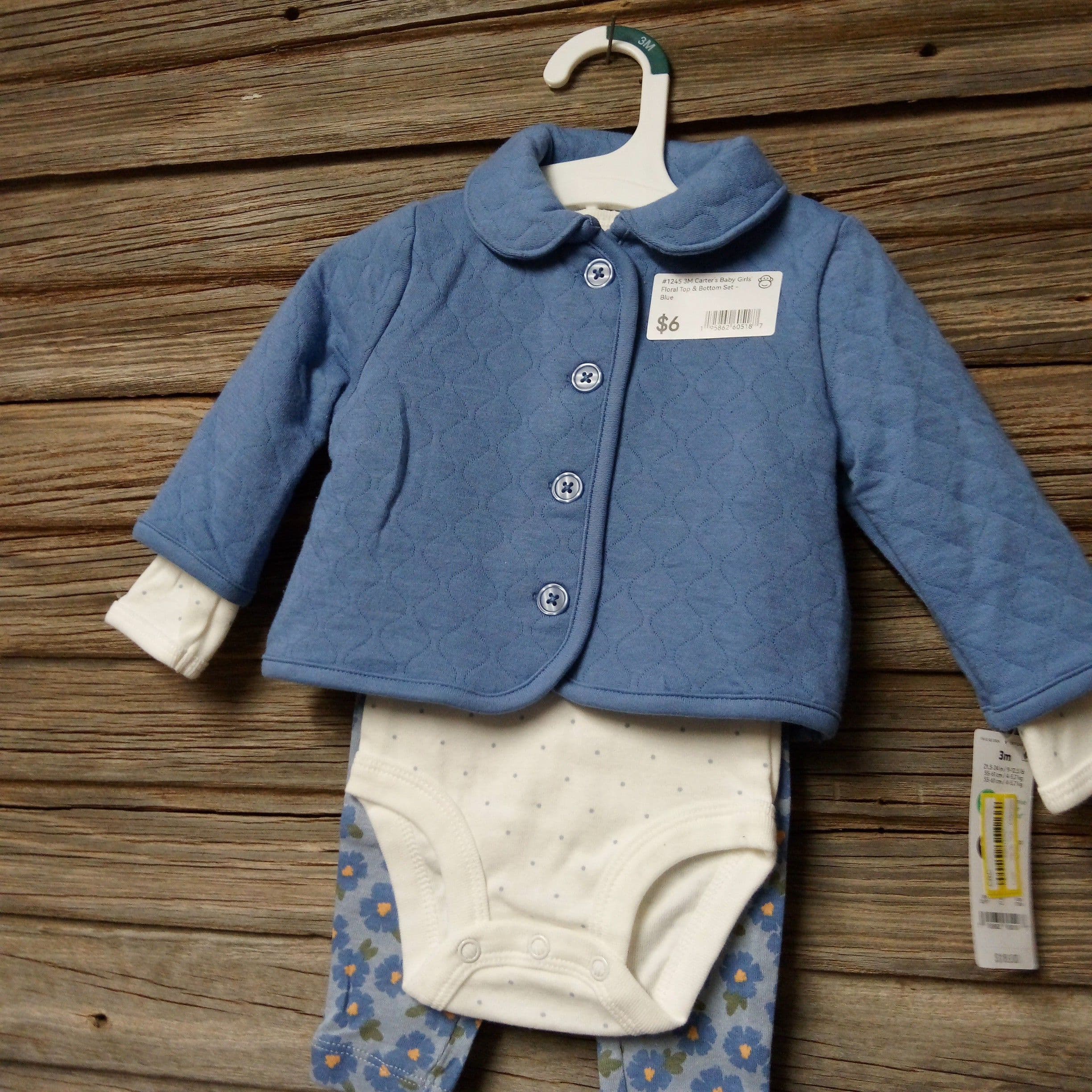 #1245 3M Carter's Baby Girls' FloralTop & Bottom Set - Blue - Default