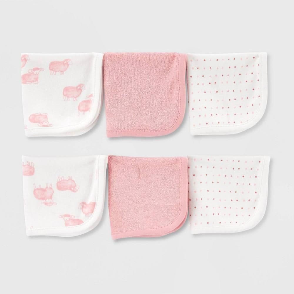 #6765 Carter's Just One You® Baby Girls' Sheep Washcloths - Pink - Pink