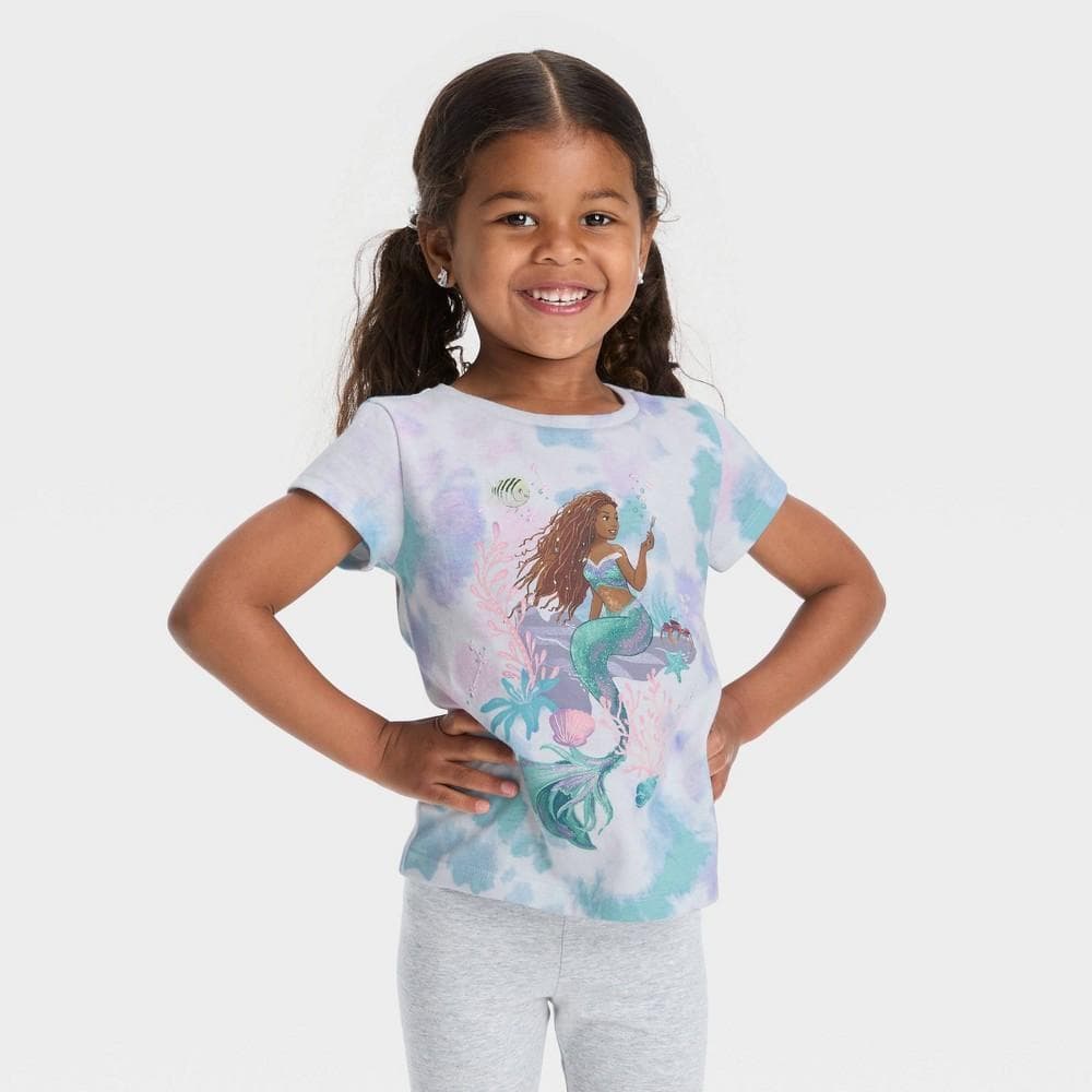 #7032 3T Toddler Girls' Disney The Little Mermaid Short Sleeve Graphic T-Shirt - Default