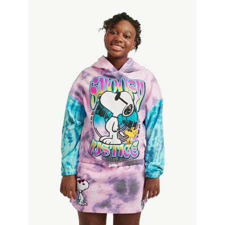 #6790 Size Medium (10) Justice Girls Snoopy Cinch Hem Hoodie - Regular
