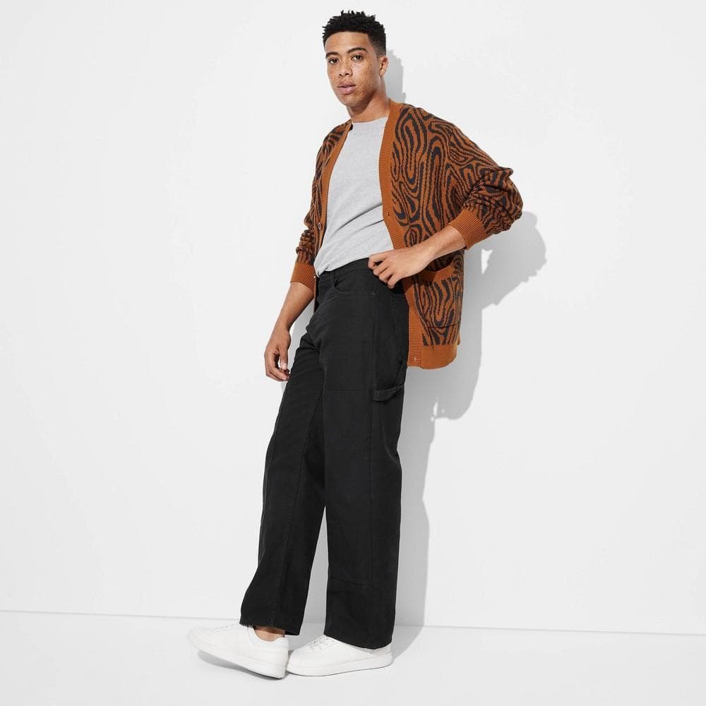 #6802 Size 30x30 Men's Straight Leg Pull-On Carpenter Pants - Original Use Black: Heavyweight Woven Fabric - Regular