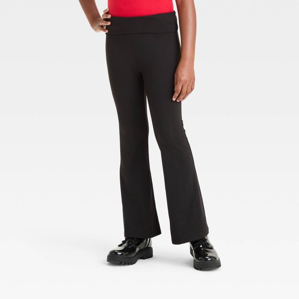#6801 Size XL Girls' Foldover Flare Pants - Art Class™ Black - Regular
