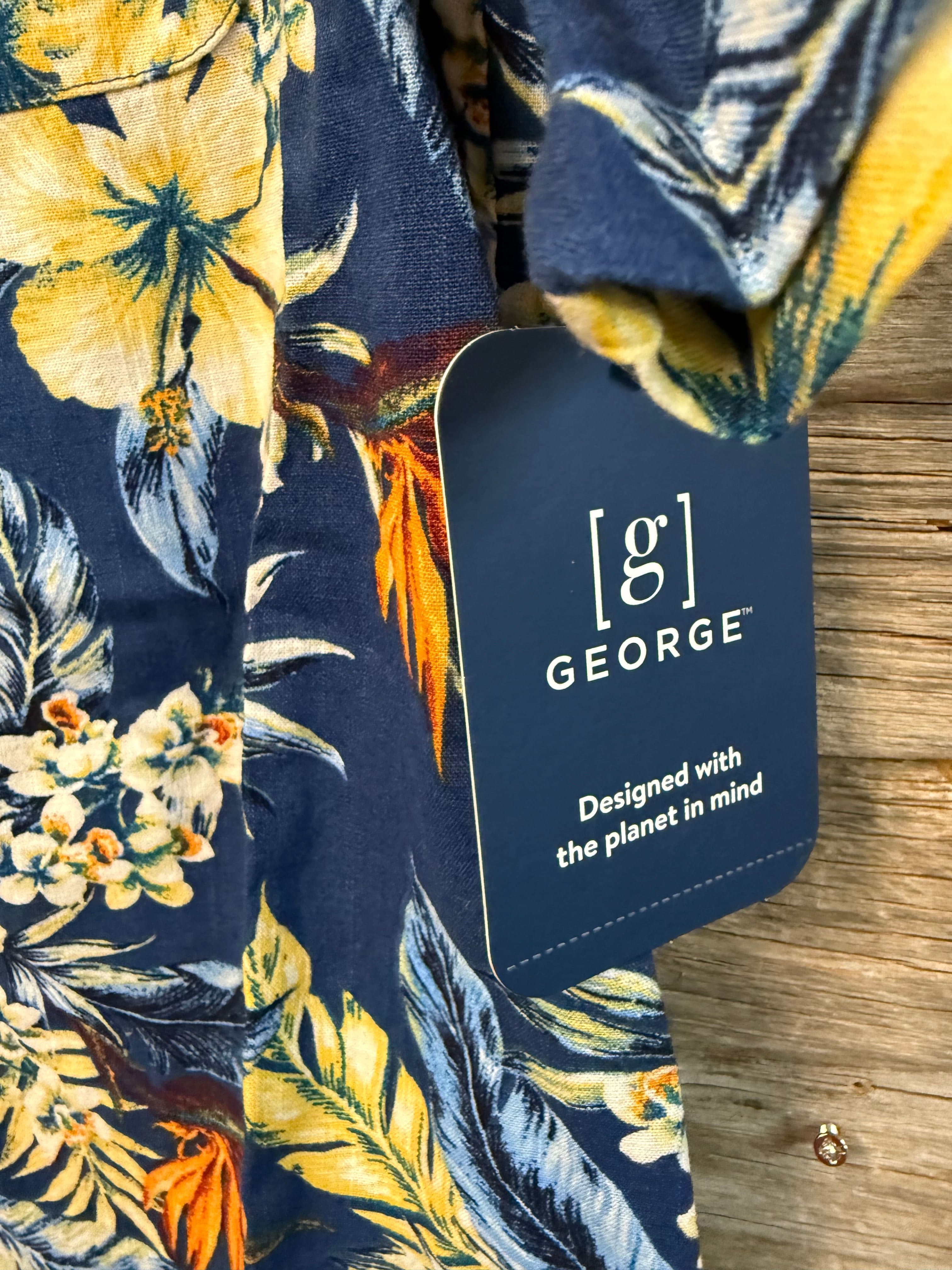 #6805 Size S (34-36) George Men's Hawaiian Camp Shirt Short Sleeve - Regular - Thumbnail 2